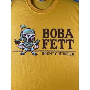 Star Wars Boba Fett Bounty Hunter Graphic T-Shirt Yellow Gildan Mens Medium M